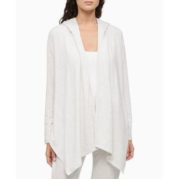 Calvin Klein Women S Pure Lounge Open Hoddie Beige Size M - Picture 1 of 3